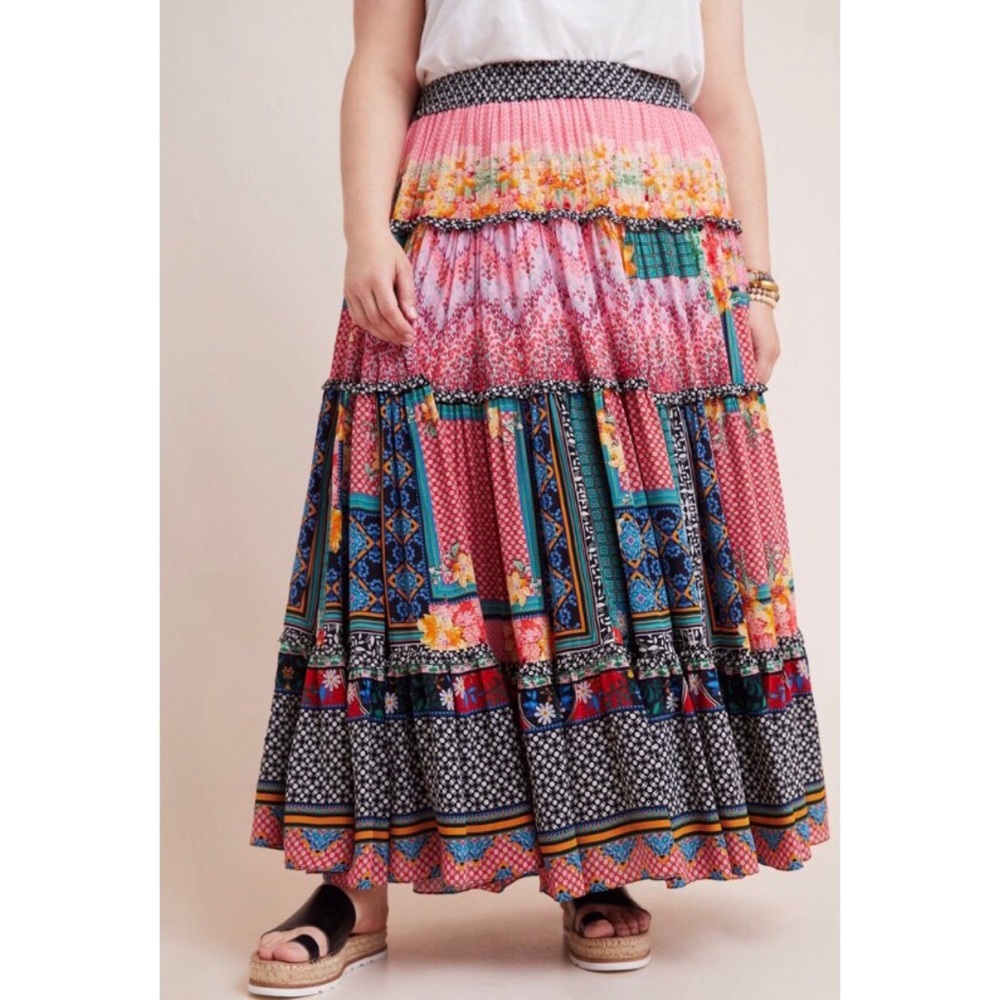 NWT ANTHROPOLOGIE BHANUNI BY JYOTI CELINA TIERED MAXI SKIRT - Picture 4 of 16